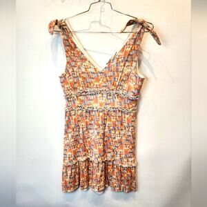 Gypsies & Moondust Boho Sleeveless‎ Sun Dress Lined Bohemian Print Size L
